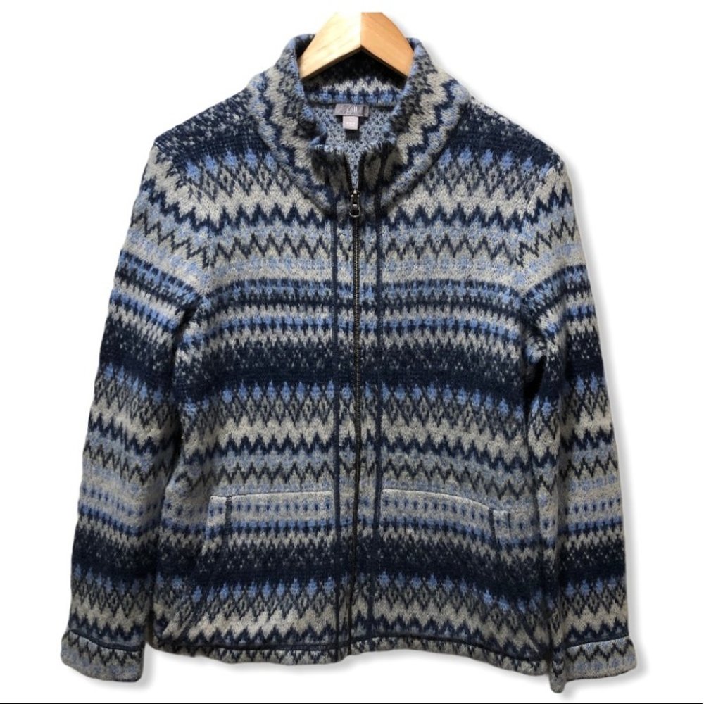 {J.Jill} Angora Fleece Full Zip Sweater Jacket